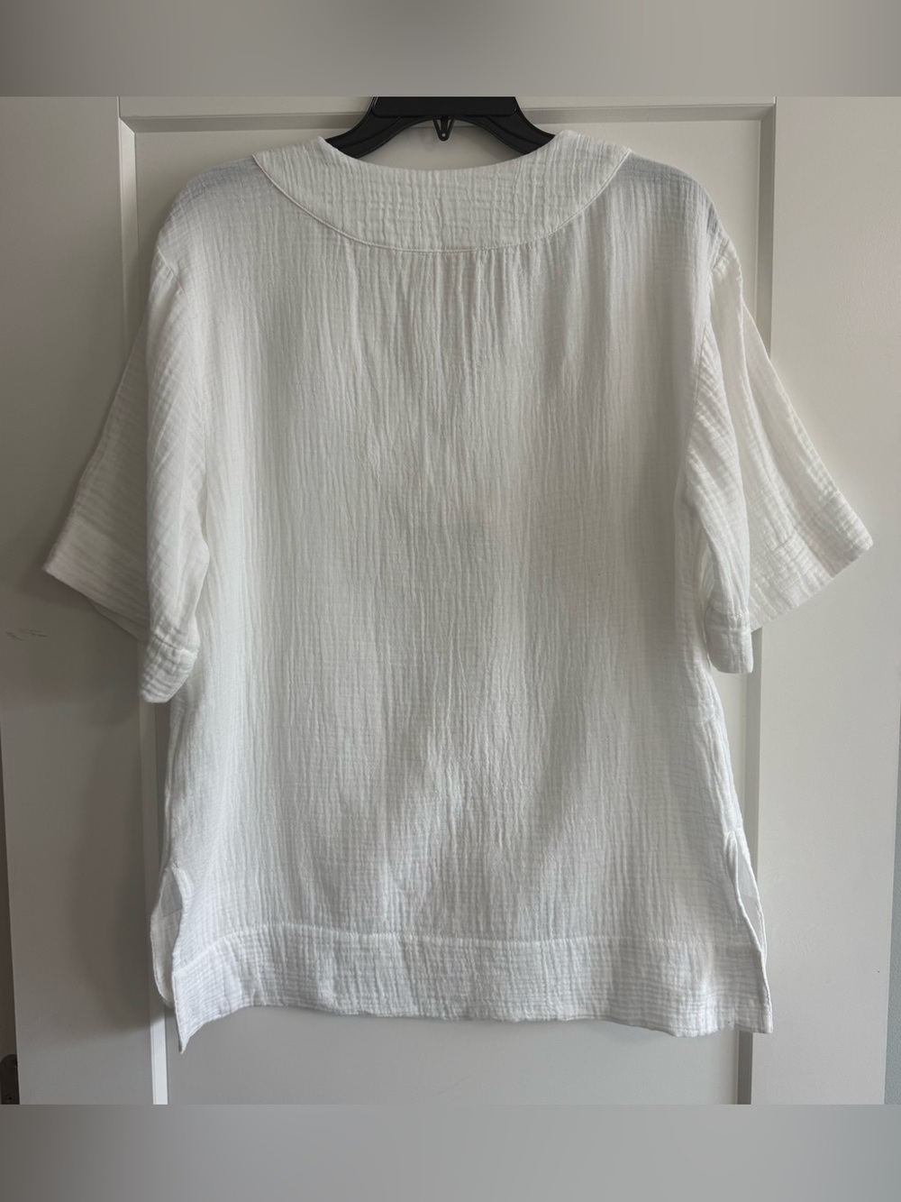 Faherty Dune Organic Cotton Gauze Short Sleeve Popover - White - Picture 4 of 8